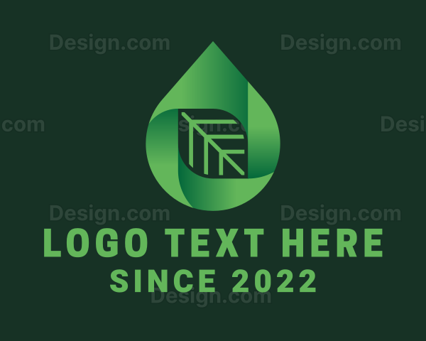 Green Spa Leaf Droplet Logo