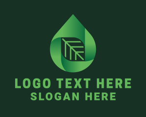 Green Spa Leaf Droplet Logo