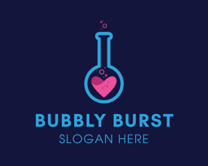 Heart Flask Bubbles logo design