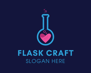 Heart Flask Bubbles logo design