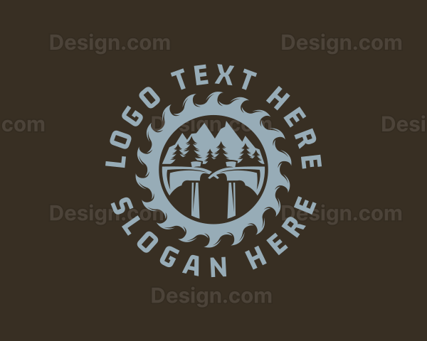 Outdoor Woods Sawmill Axe Logo