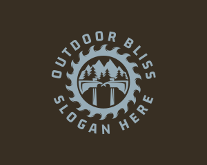 Outdoor Woods Sawmill Axe logo design