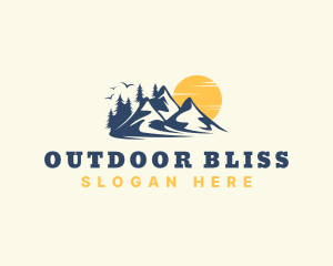 Forest Mountain Sunset logo design