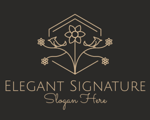 Elegant Flower Bird  logo design