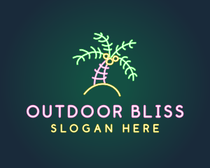 Neon Coconut Tree  logo design