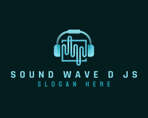 Wave Headphones Technology logo design