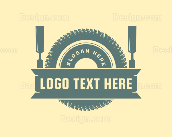 Chisel Circular Saw Carpentry Logo