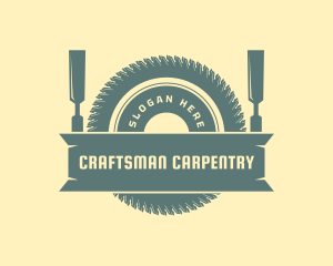 Chisel Circular Saw Carpentry logo design