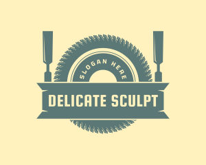 Chisel Circular Saw Carpentry logo design