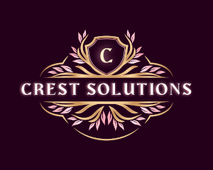 Floral Leaves Crest logo design