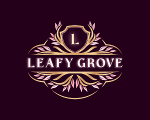 Floral Leaves Crest logo design