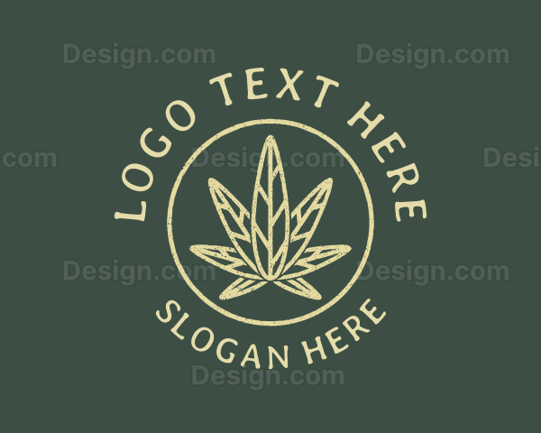 Cannabis Leaf Line Art Logo