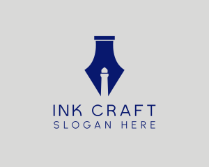 Lighthouse Fountain Ink Pen  logo design