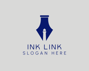 Lighthouse Fountain Ink Pen  logo design