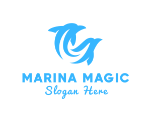 Blue Marine Dolphins logo design