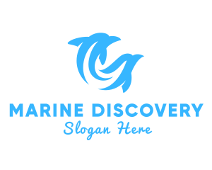 Blue Marine Dolphins logo design