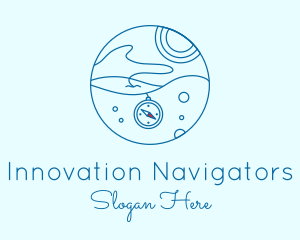 Blue Fishing Compass logo design