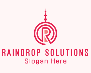 Radio Antenna Letter R logo design