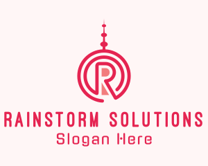 Radio Antenna Letter R logo design