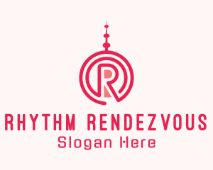 Radio Antenna Letter R logo design