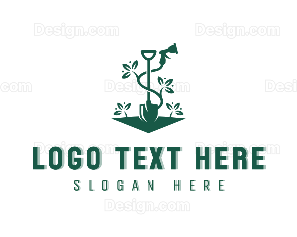 Shovel Hose Spray Gardening Logo