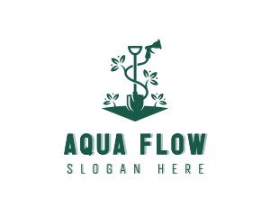 Shovel Hose Spray Gardening logo design