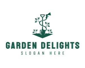 Shovel Hose Spray Gardening logo design