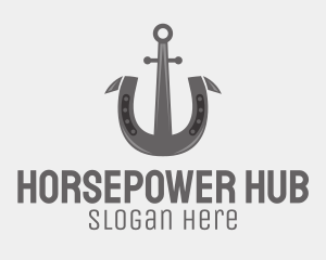 Gray Horseshoe Anchor  logo design