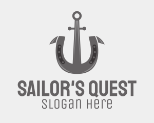 Gray Horseshoe Anchor  logo design