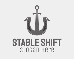 Gray Horseshoe Anchor  logo design