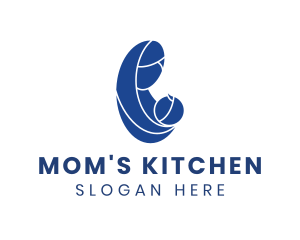 Blue Caring Mother & Child logo design