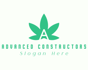 Green Cannabis Letter A logo design