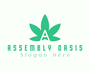 Green Cannabis Letter A logo design