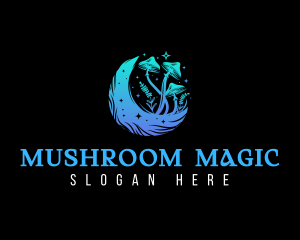 Crescent Moon Mushroom logo design