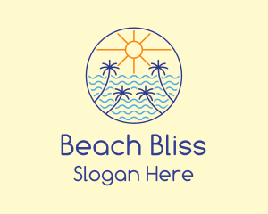 Monoline Beach Waves  logo design