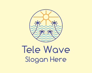 Monoline Beach Waves  logo design