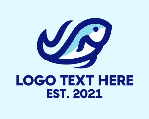 Wave Ocean Fish logo