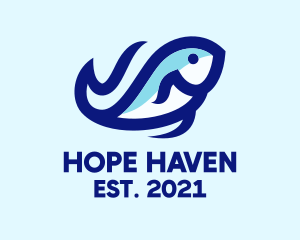 Wave Ocean Fish logo