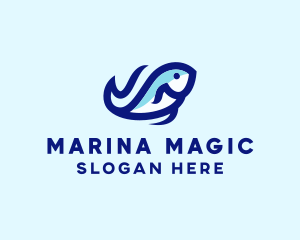 Wave Ocean Fish logo design