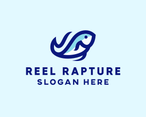 Wave Ocean Fish logo