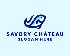 Wave Ocean Fish logo design