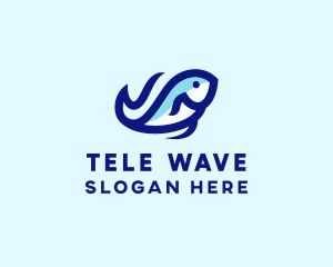 Wave Ocean Fish logo design