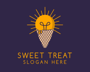 Bulb Gelato Dessert logo design