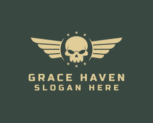 Military Skull Wings Logo