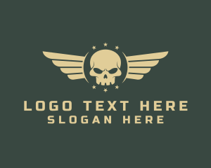 Military Skull Wings Logo