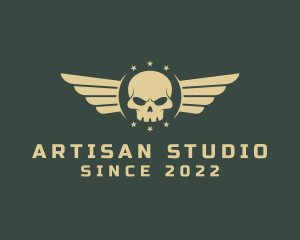 Military Skull Wings logo design