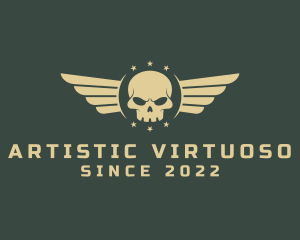 Military Skull Wings logo design