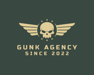 Military Skull Wings logo design