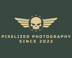 Military Skull Wings logo design