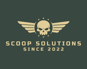 Military Skull Wings logo design